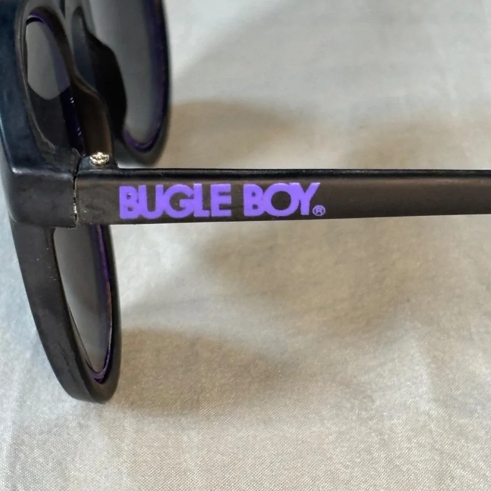Vintage 80s Bugle Boy Sunglasses * frames only Black Purple Round  Taiwan